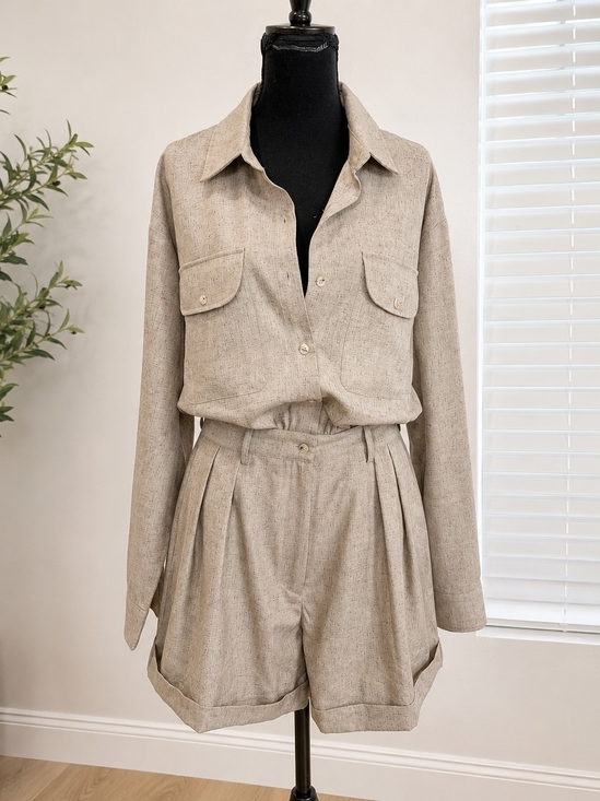 Pants - Romper- Neutral Beige